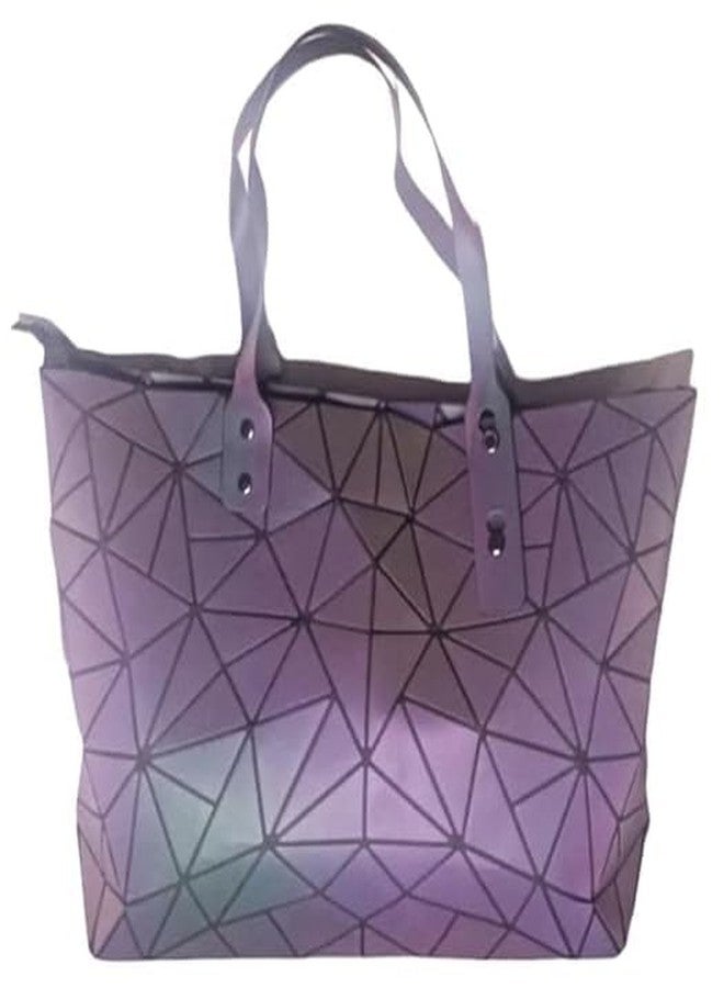 Firstdemand Luminous Geometric Laser Diamond Foldable Tote Bag Holographic reflective Sling Bag Colour changing Shoulder Handbag for Women and Girls - Image 2